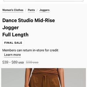 Dance Studio Mid-Rise Jogger
Full Length
